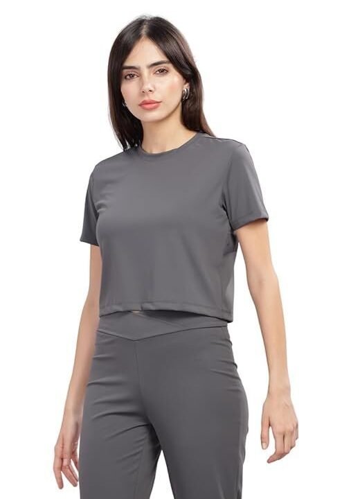 DOMIN8 Women's Solid Regular Fit T-Shirt
