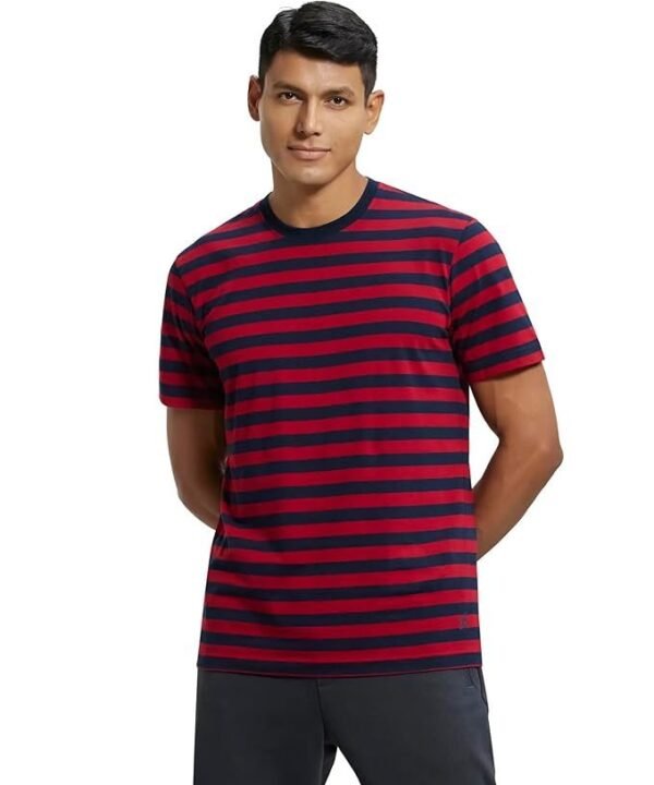 Jockey Men's Super Combed Cotton Rich Striped Round Neck Half Sleeve T-Shirt