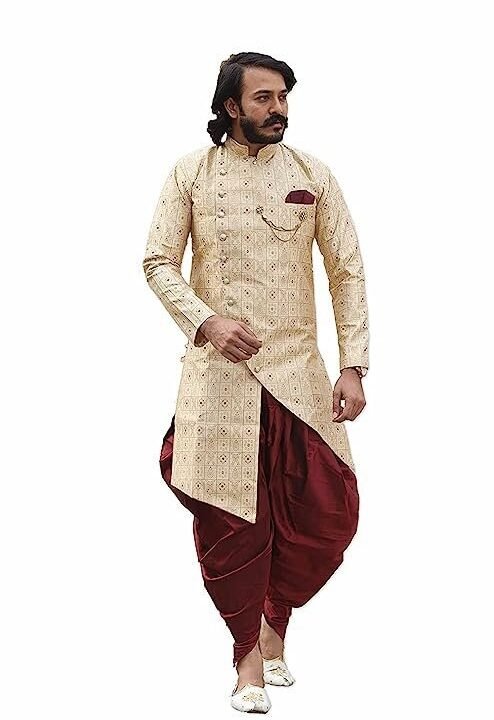 Mens Sherwani Style Indo Western Dhoti Dress Set