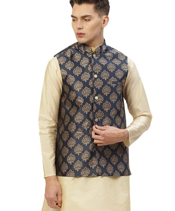 Jompers Men's Woven Design Nehru Jacket.