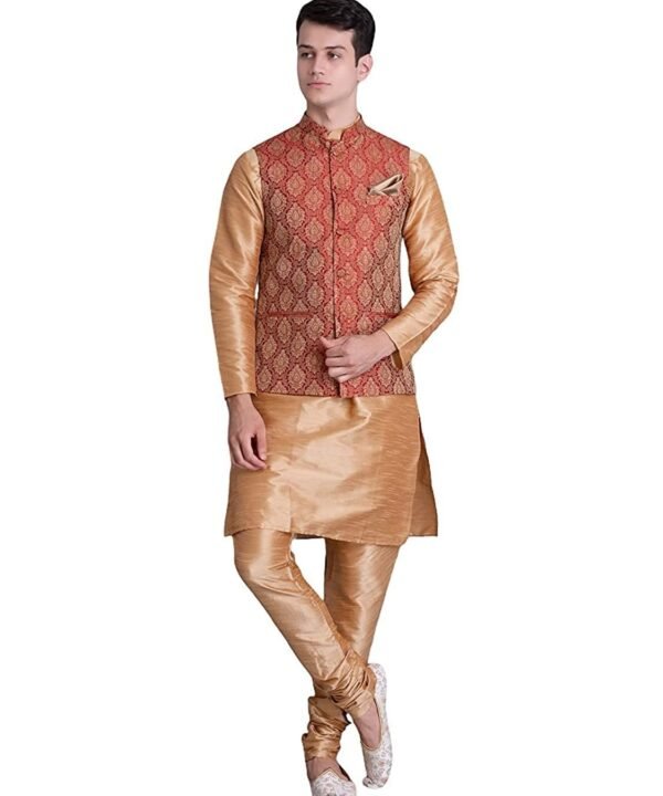 Men's Kurta Churidar Pyjama with Bundi Nehru Jacket