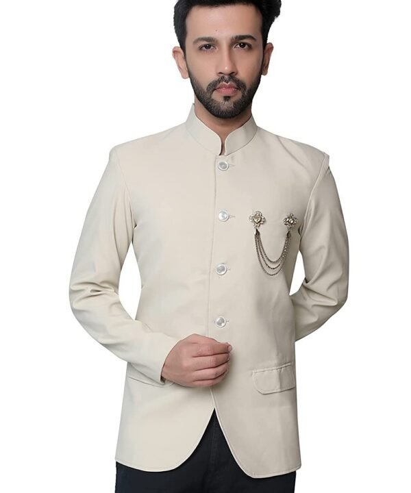 Cotton Blend Solid, Festive & Wedding Men Bandhgala