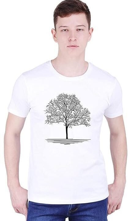 Men's White T-Shirt with Black Tree Design