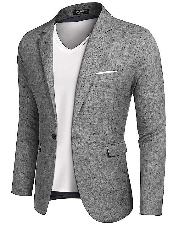 Men's Casual Suit Blazer Jackets Lightweight Sports Coats One Button
