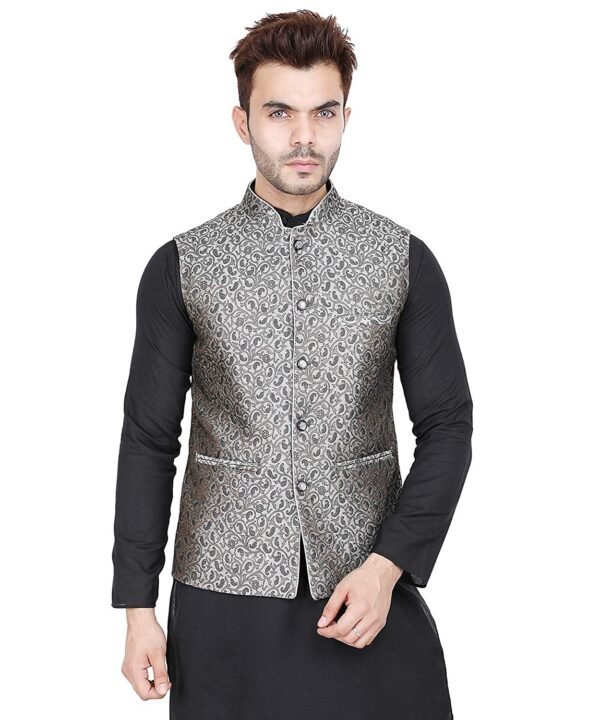 Men's Brocade Zari Nehru Jacket/Waist Coat