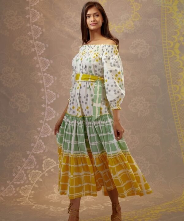 Green and Yellow Adila Dress