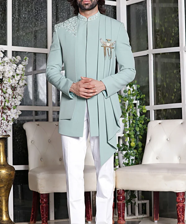 Mint Green Imported Jodhpuri Suit