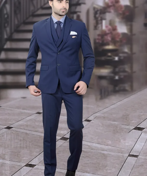 Plain Terry Rayon Suit in Dark Blue