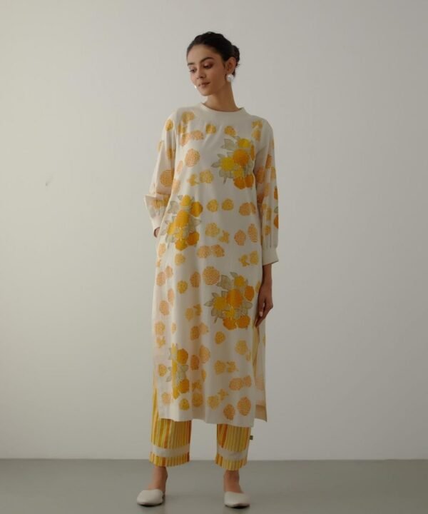 Yellow Nicole Bouquet Rib Tunic