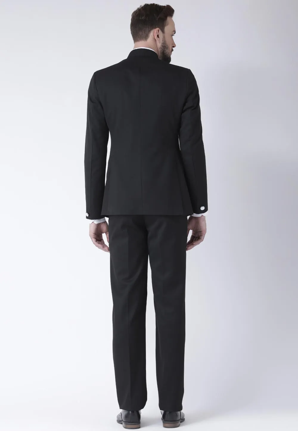 Solid Color Polyester Viscose Jodhpuri Suit in Black - Image 2
